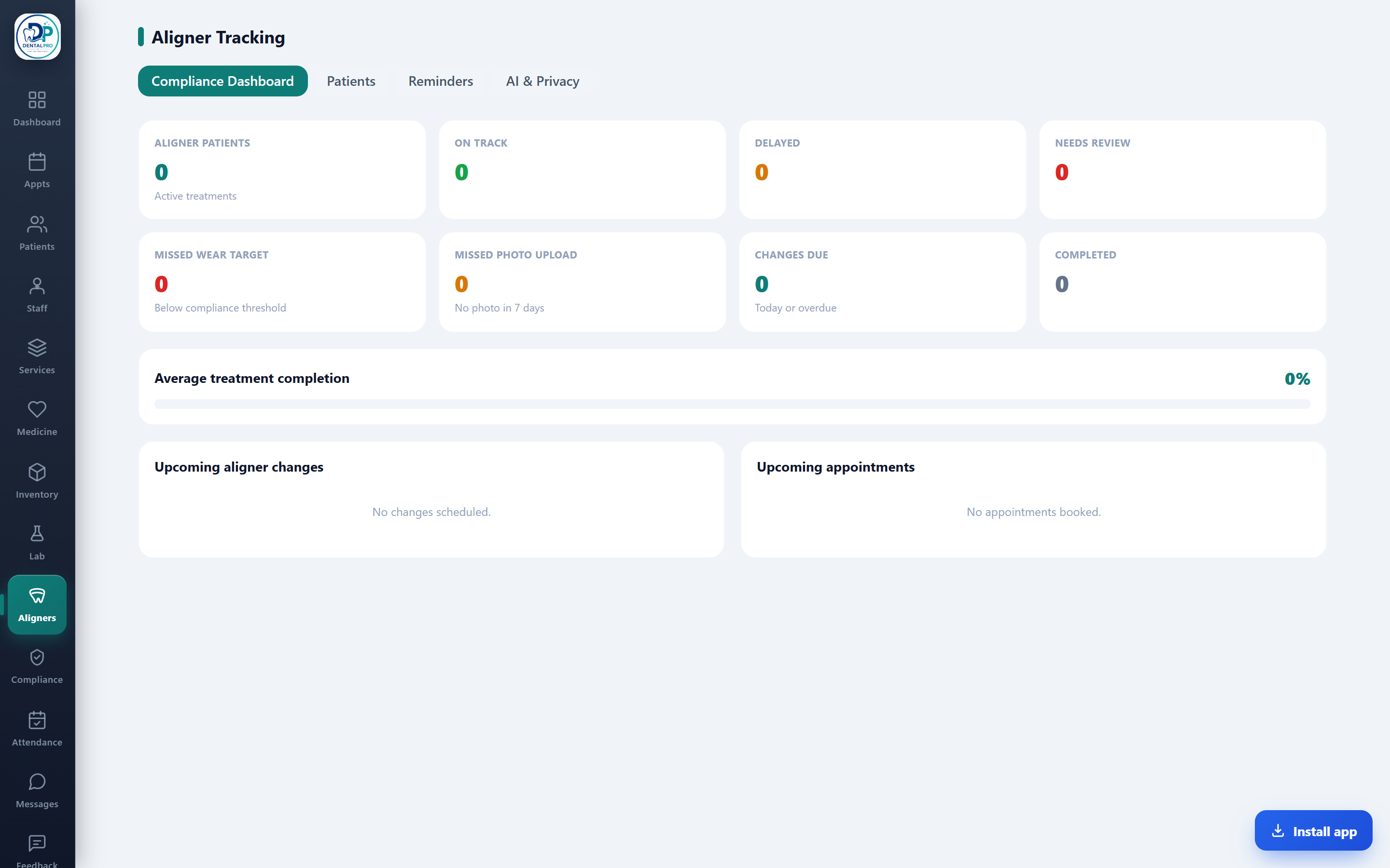 The aligner tracking dashboard